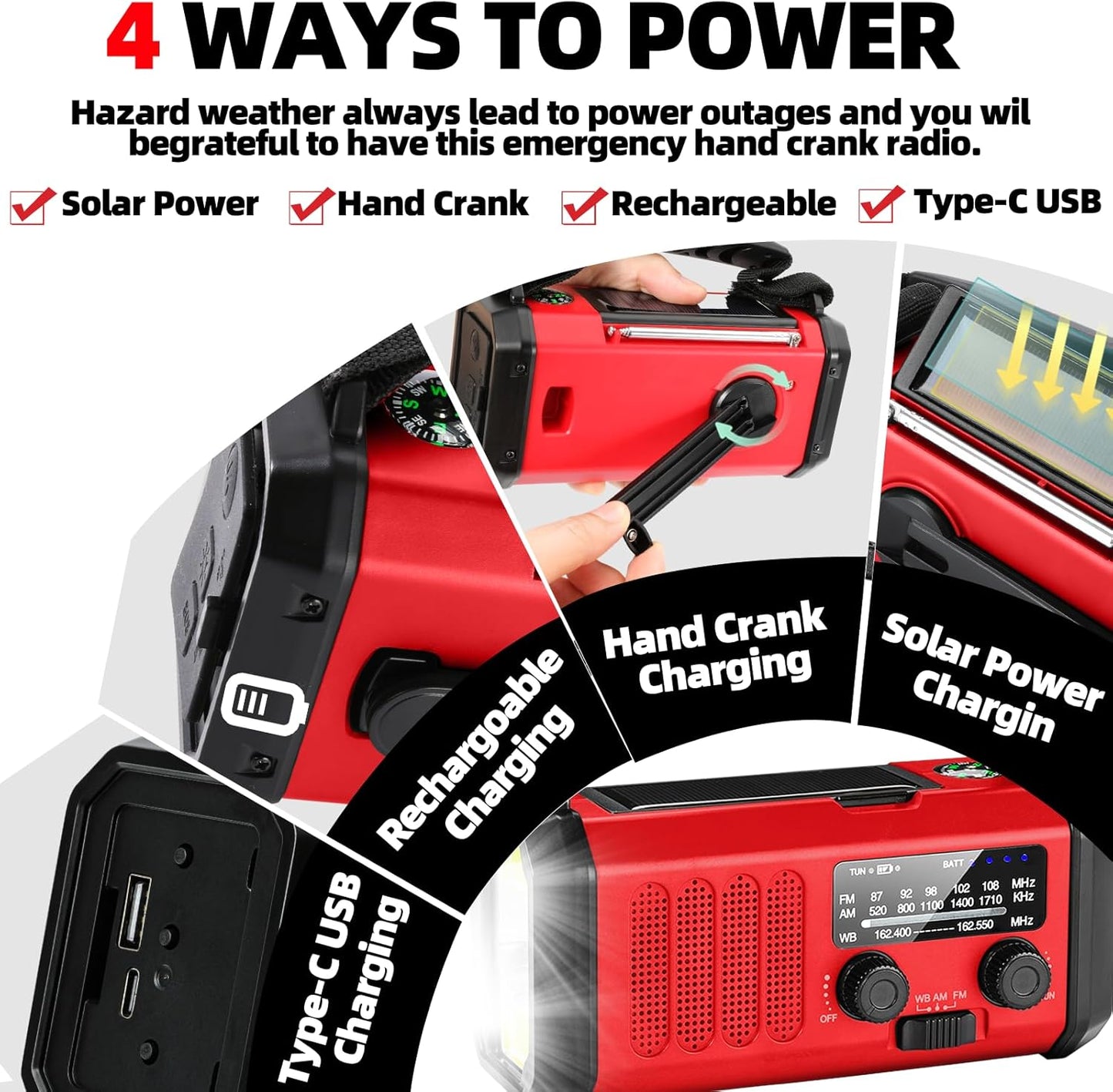 QAUYYW Emergency Solar Radio with 10,000mAh Battery, NOAA Weather Alerts & Flashlight for Power Outages
QAUYYW Portable Survival Radio with AM/FM/NOAA, Solar Crank, and USB Charger for Outdoor Adventures
QAUYYW Rechargeable Emergency Radio with Flashlight, SOS Alarm, and 10,000mAh Power Bank for Survival
QAUYYW Multi-Function Solar Radio with Flashlight, Hand Crank, and Weather Alerts for Camping and Hiking
QAUYYW 10,000mAh Emergency Radio with USB Charger, SOS Alarm, and NOAA Weather Radio for Natural Disa